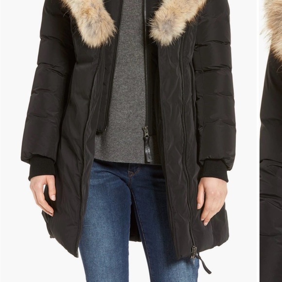 Mackage Black Puffer Coat with Fur Trim - Picture 6 of 9